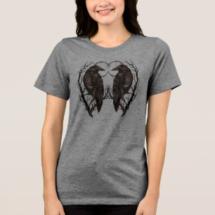 Camiseta Triblenda Cuervo en Árbol Muerto - Arte Gótico Oscuro