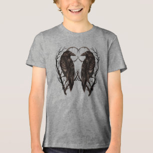 Camiseta Triblenda Cuervo en Árbol Muerto - Arte Gótico Oscuro