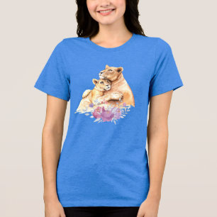 Camiseta Triblenda Cuidada acuarela madre león y cachorro