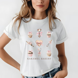 Camiseta Triblenda Cuidada acuarela Utensilios rosados y pastelería