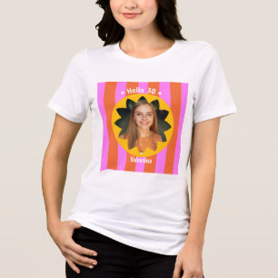 Camiseta Triblenda cumpleaños 30 colorido foto rosa amarillo trendy