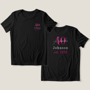 Camiseta Triblenda Cumpleaños 40 Personalizado Nombre Negro Rosa Inte