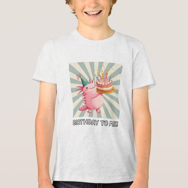 Camiseta Triblenda Cumpleaños de Axolotl (Anverso)