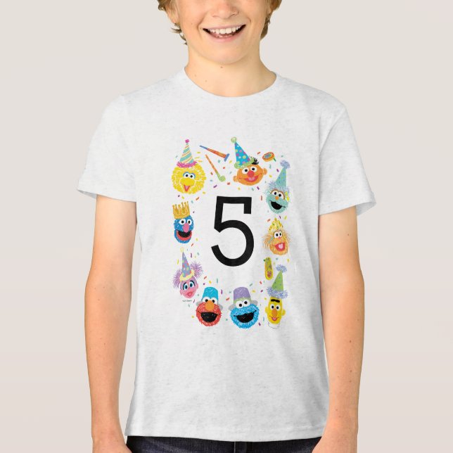 Camiseta Triblenda Cumpleaños de Sesame Street Confetti (Anverso)