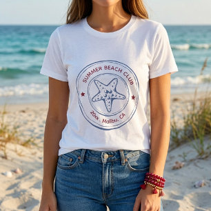 Camiseta Triblenda Cumpleaños de verano moderno azul y rojo en la pla