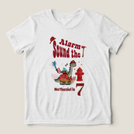 Camiseta Triblenda Cumpleaños del bombero dinosaurio lindo rugido y r