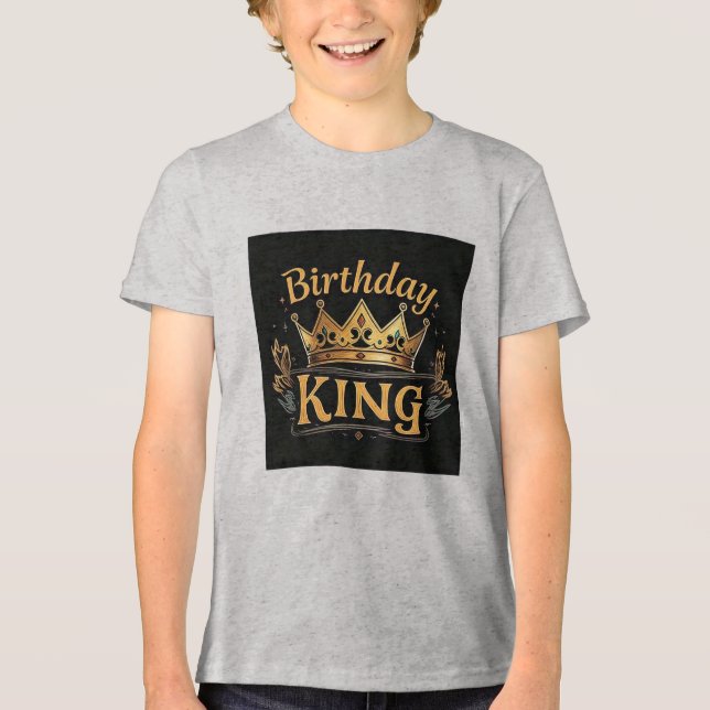Camiseta Triblenda Cumpleaños del Rey Golden Crown Boy (Anverso)