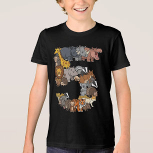 Camiseta Triblenda Cumpleaños divertido 5 Safari Figuras de animales 