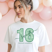 Cumpleaños Dulces 16 con Letra Brillante Verde