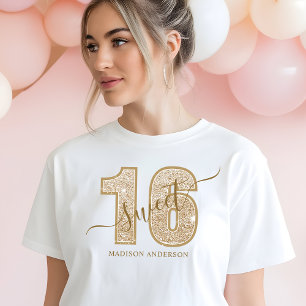 Camiseta Triblenda Cumpleaños Dulces 16 Escritura Brillo Dorado