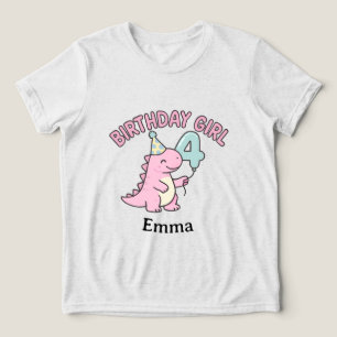 Camiseta Triblenda Cumpleaños niña dinosaurio rosa edad 4 – Niños