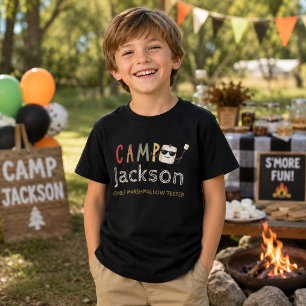 Camiseta Triblenda Cumpleaños Personalizado de Camping con Malvavisco