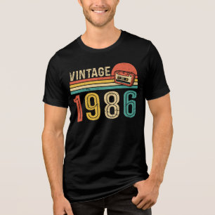 Camiseta Triblenda Cumpleaños Retro 1986 Cinta de Casete Vintage 40º