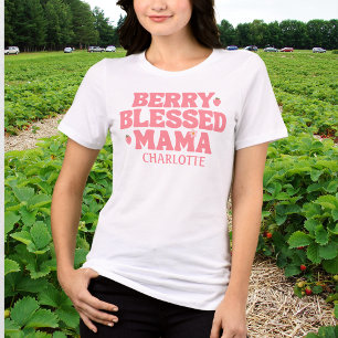 Camiseta Triblenda Cumpleaños Rosa Mama Afortunada Fresa Frutilla Lin
