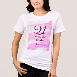 Camiseta Triblenda Cumpleaños simple nombre fecha verde pastel rosa 2