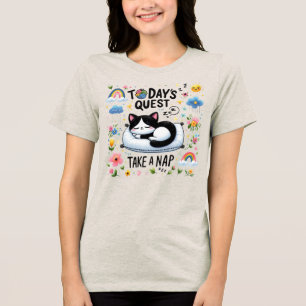 Camiseta Triblenda 🐱 curiosa próxima búsqueda tome una siesta de gat
