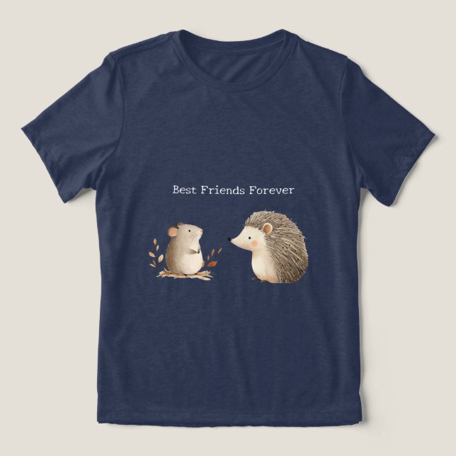 Camiseta Triblenda Curte Brown Cream Hedgehog Mouse Mejor Amigos (Diseño delantero )
