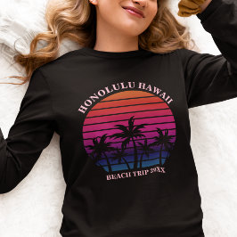 Camiseta Triblenda Custom Beach Trip Tropical Long Sleeve Women's