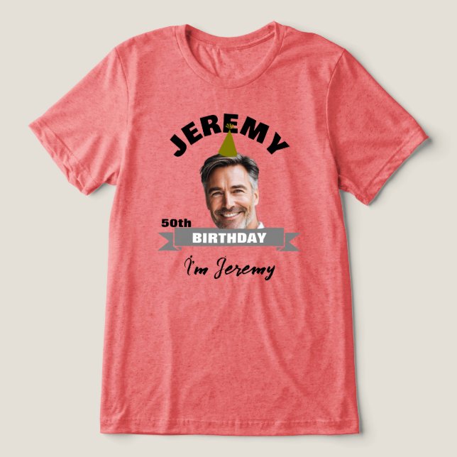 Camiseta Triblenda Custom Birthday Shirt with Name, Year & Photo (Diseño delantero )