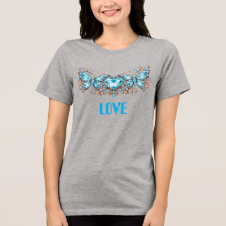 Camiseta Triblenda Custom Blue Butterflies Love Valentine Day Gift