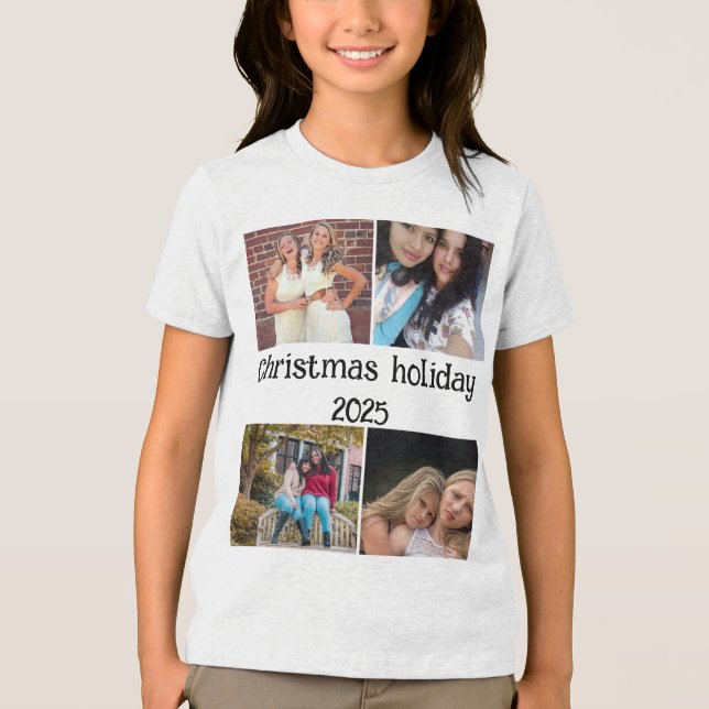 CAMISETA TRIBLENDA CUSTOM  CHRISTMAS HOLIDAY 4 PHOTO COLLAGE (Anverso)