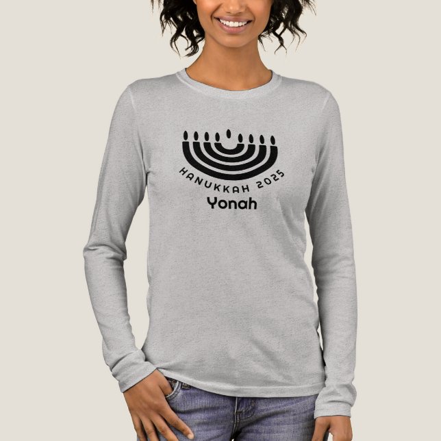 Camiseta Triblenda Custom Matching Hanukkah 2025 Menorah Minimalist (Anverso)