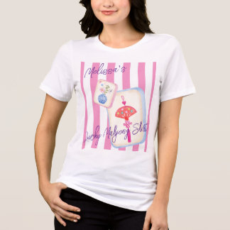 Camiseta Triblenda Custom Preppy Mahjong Pink Stripes Game Night