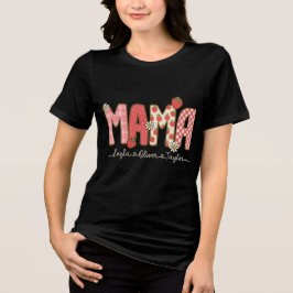 Camiseta Triblenda Custom Preppy Mama Strawberry Floral Name Shirt 