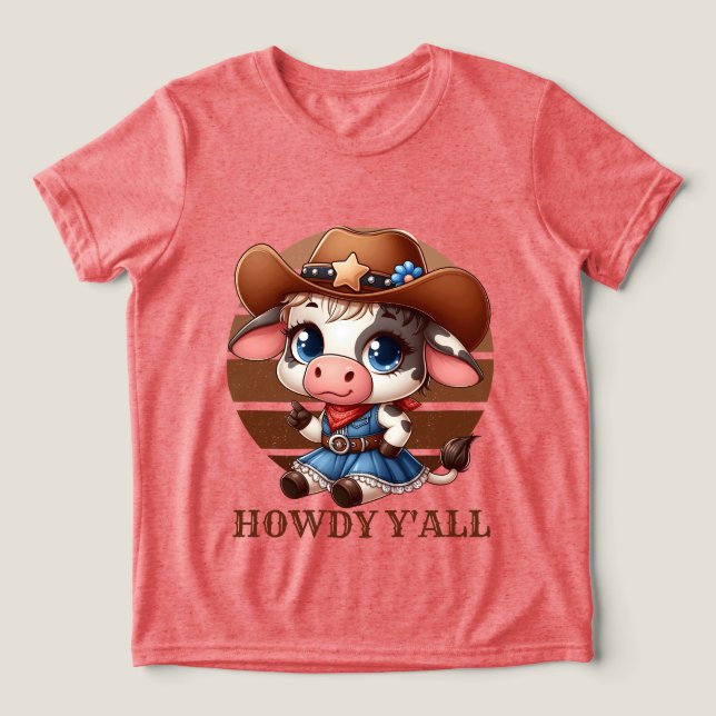 Camiseta Triblenda Cuta cowgirl howdy añadir texto País (Diseño delantero )