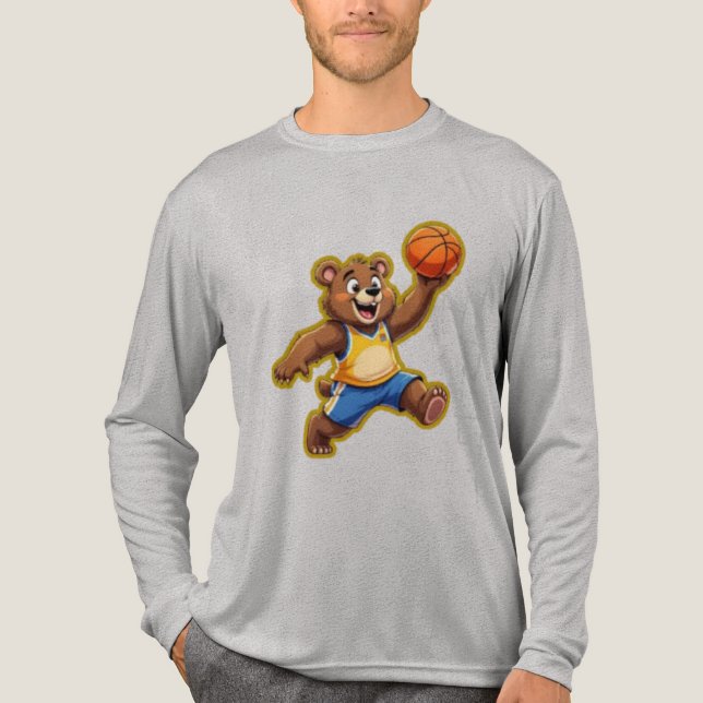 Camiseta Triblenda Cute 3D Teddy Bear Playing Basketball – Adorable S (Anverso)