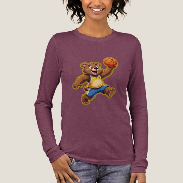 Camiseta Triblenda Cute 3D Teddy Bear Playing Basketball – Adorable S (Anverso)