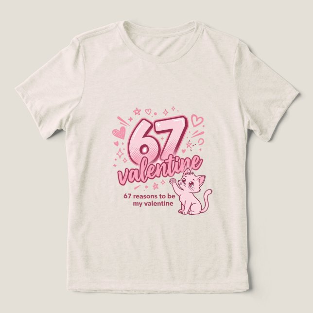 Camiseta Triblenda Cute 67 valentine catT-Shirt (Diseño delantero )