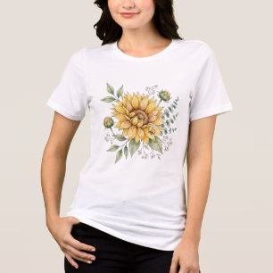 Camiseta Triblenda Cute Abeja Girasol Acuarela Jardín