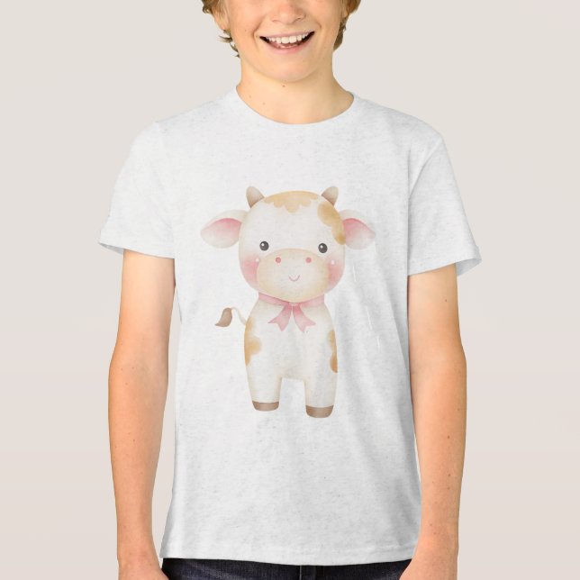 Camiseta Triblenda Cute Baby Cow Illustration (Anverso)
