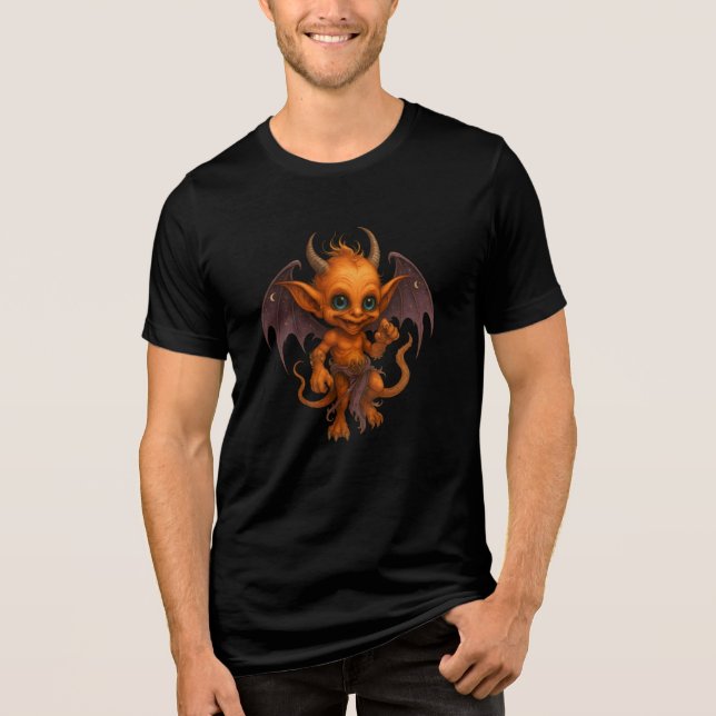 Camiseta Triblenda Cute Baby Demon with Big Eyes & Wings (Anverso)