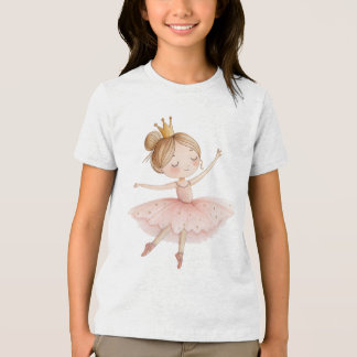 Camiseta Triblenda Cute Ballerina Starry Tutu Gold Crown Watercolor