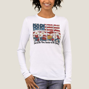 Camiseta Triblenda Cute Bandera Americana Floral
