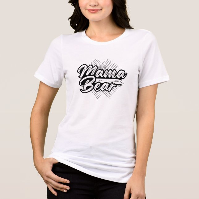 Camiseta Triblenda  Cute bear-mom Black & White Design (Anverso)