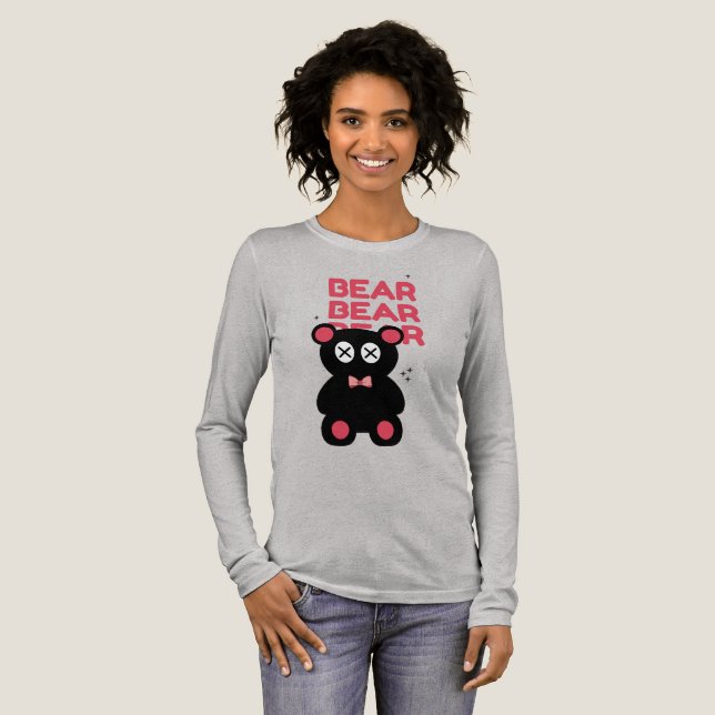 Camiseta Triblenda Cute black Bear Minimalist Graphic – Fun Modern  (Anverso Completo)