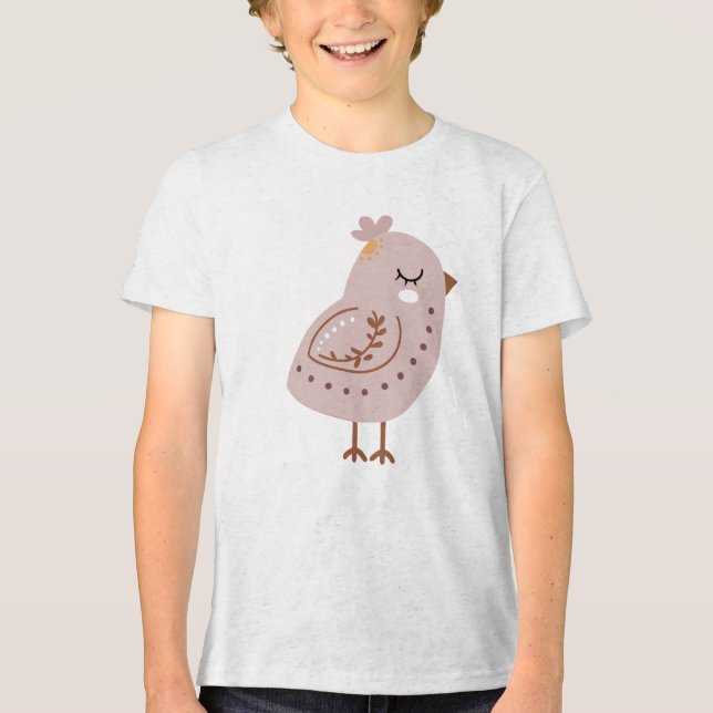 Camiseta Triblenda Cute Boho Bird Illustration in Neutral Pastel  (Anverso)