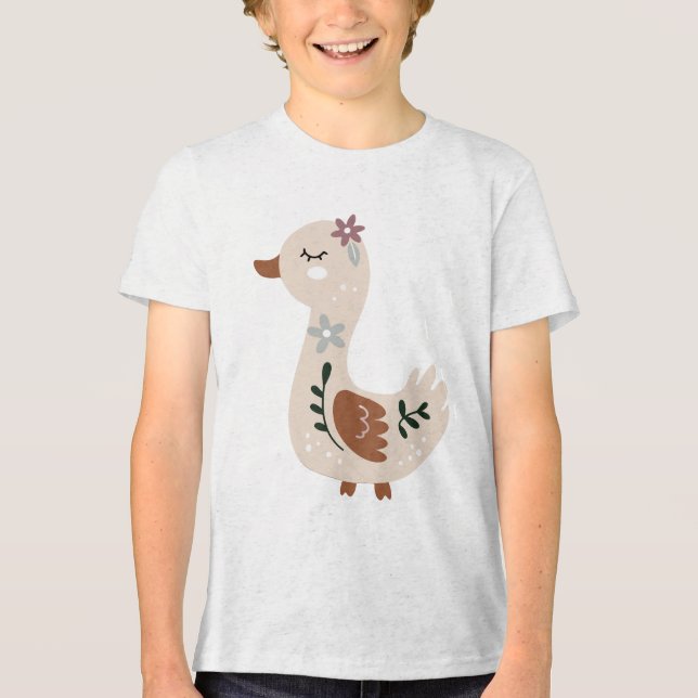 Camiseta Triblenda Cute Boho Goose Illustration in Neutral Pastel  (Anverso)