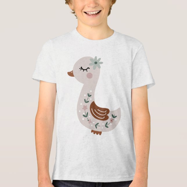 Camiseta Triblenda Cute Boho Goose with Floral Details Pastel (Anverso)
