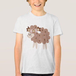 Camiseta Triblenda Cute Boho Sheep with Floral Crown Pastel Nursery