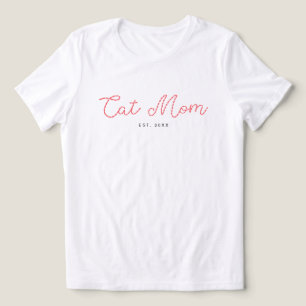 Camiseta Triblenda Cute Bordado Amante de Gatos Mamá Agrega tu Texto