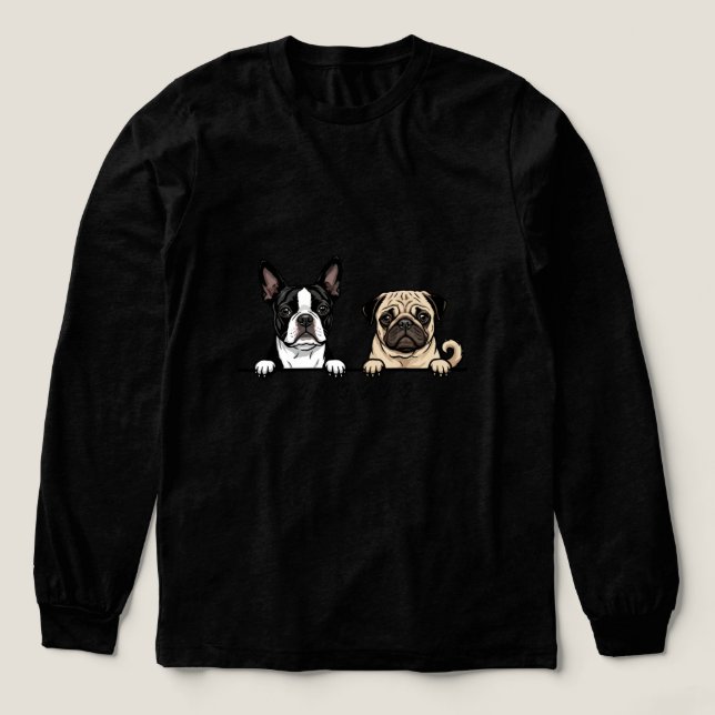 Camiseta Triblenda Cute Boston Terrier & Pug Dog for pet adopters  (Diseño traserp)
