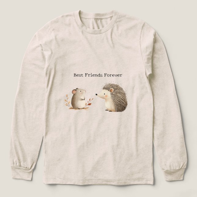 Camiseta Triblenda Cute Brown Cream Hedgehog Mouse Best Friends (Diseño traserp)