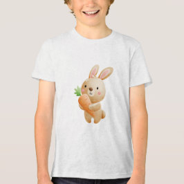 Camiseta Triblenda Cute Bunny Holding Carrot Illustration