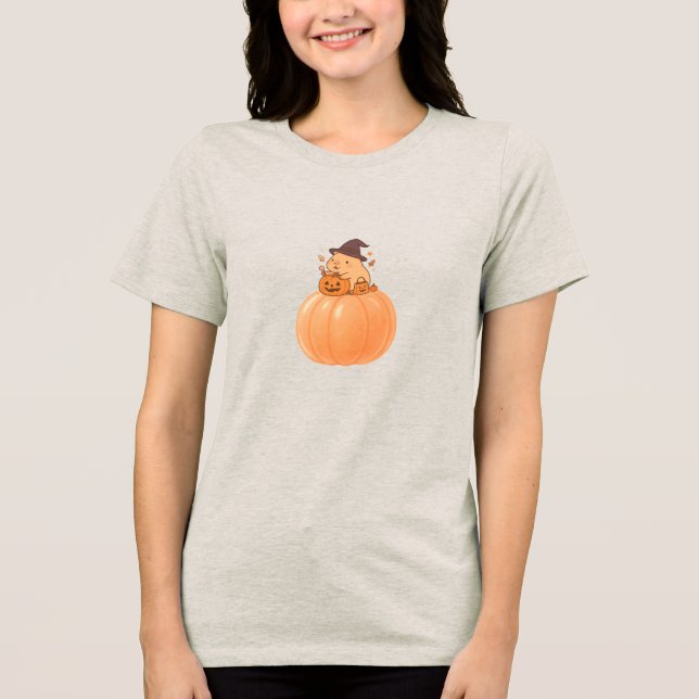 Camiseta Triblenda Cute Capybara Pumpkin Halloween T-Shirt (Anverso)