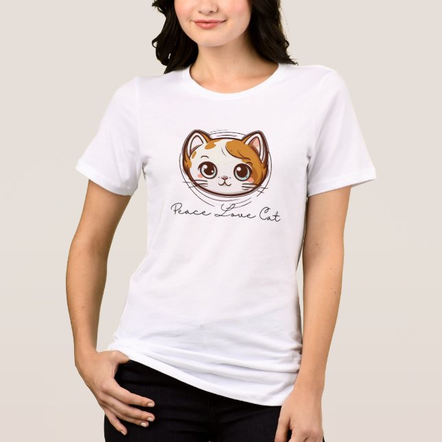 Camiseta Triblenda Cute Cartoon Cat Face Illustration (Anverso)