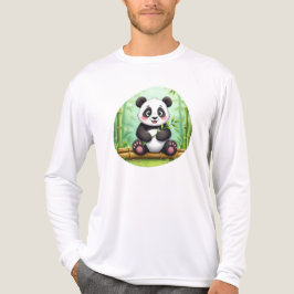 Camiseta Triblenda Cute Cartoon Panda en Parche de Bambú